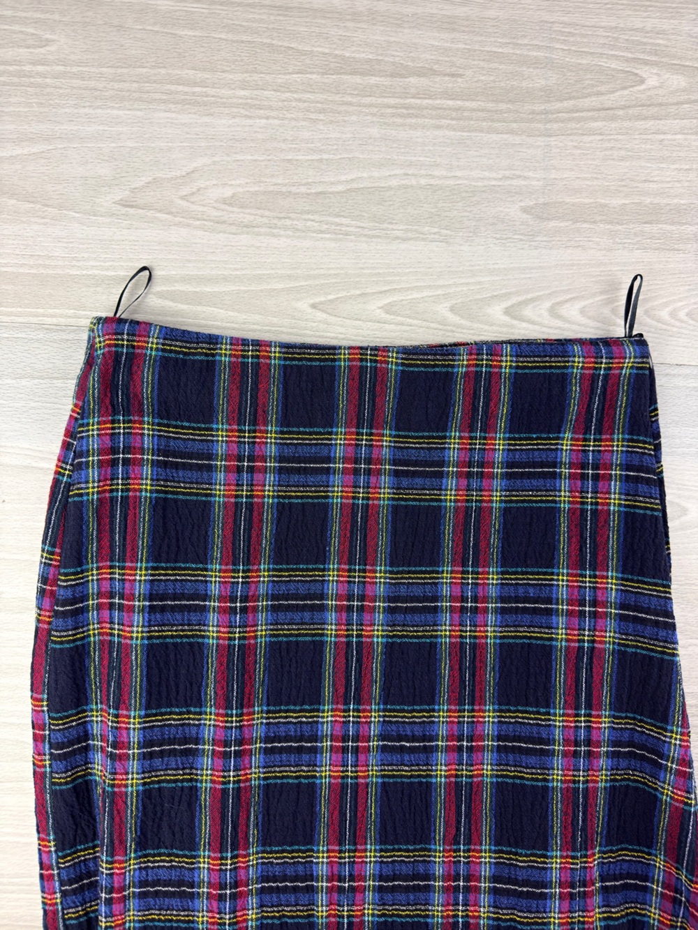 Zara Plaid Tartan Bubble Hem Midi Pencil Skirt Size Medium - Picture 7 of 10